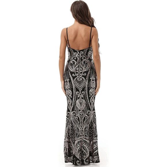 Formal Sequin Backless Long Evening Gown Maxi Wedding Slip Dress SIZE 4 NEW - Picture 6 of 10